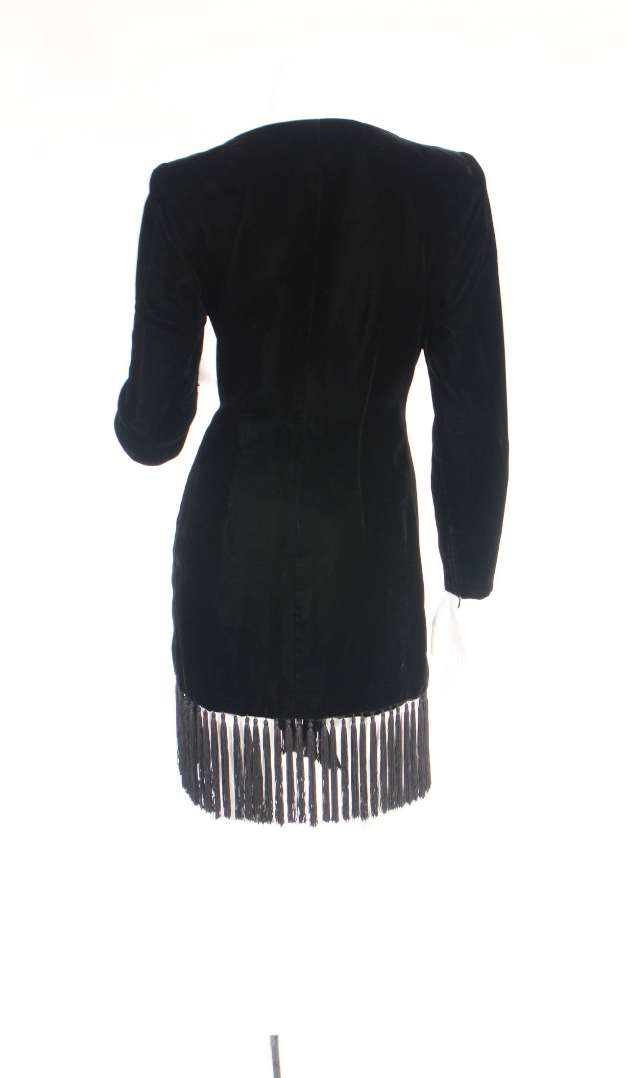 Givenchy Nouvelle Boutique Velvet Fringe Dress In New Condition In New York, NY