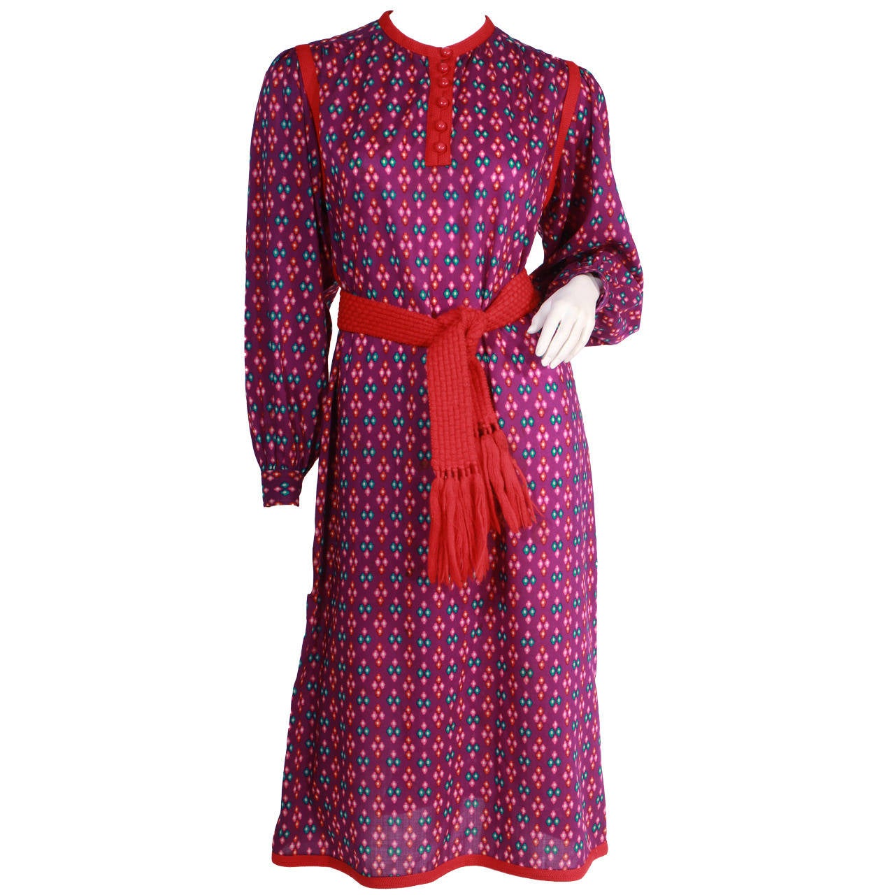 Early Yves Saint Laurent Peasant Dress