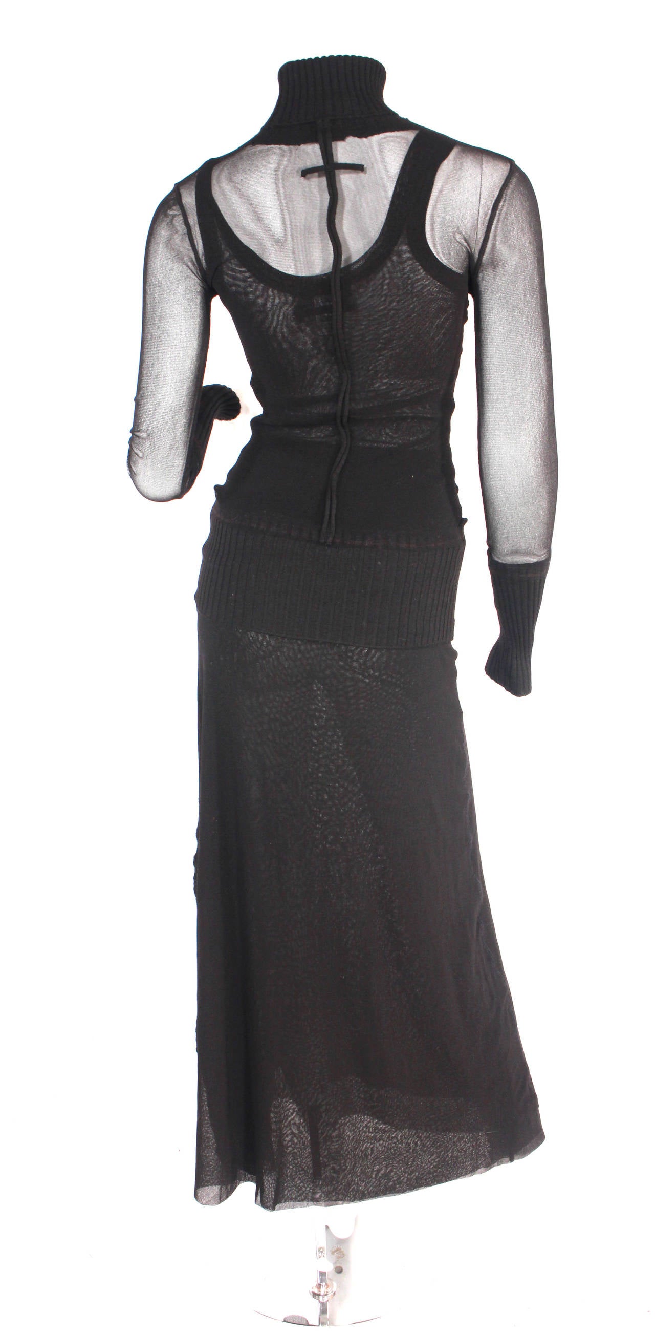 Jean Paul Gaultier Black Mesh Skirt Ensemble In New Condition In New York, NY