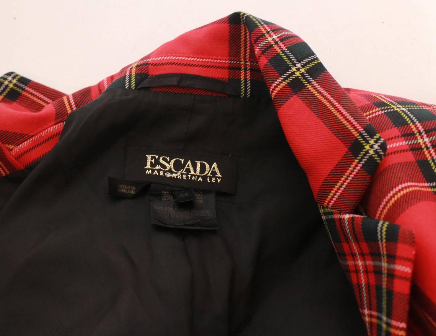 1990s Escada by Margaretha Ley Classic Plaid Blazer In New Condition For Sale In New York, NY