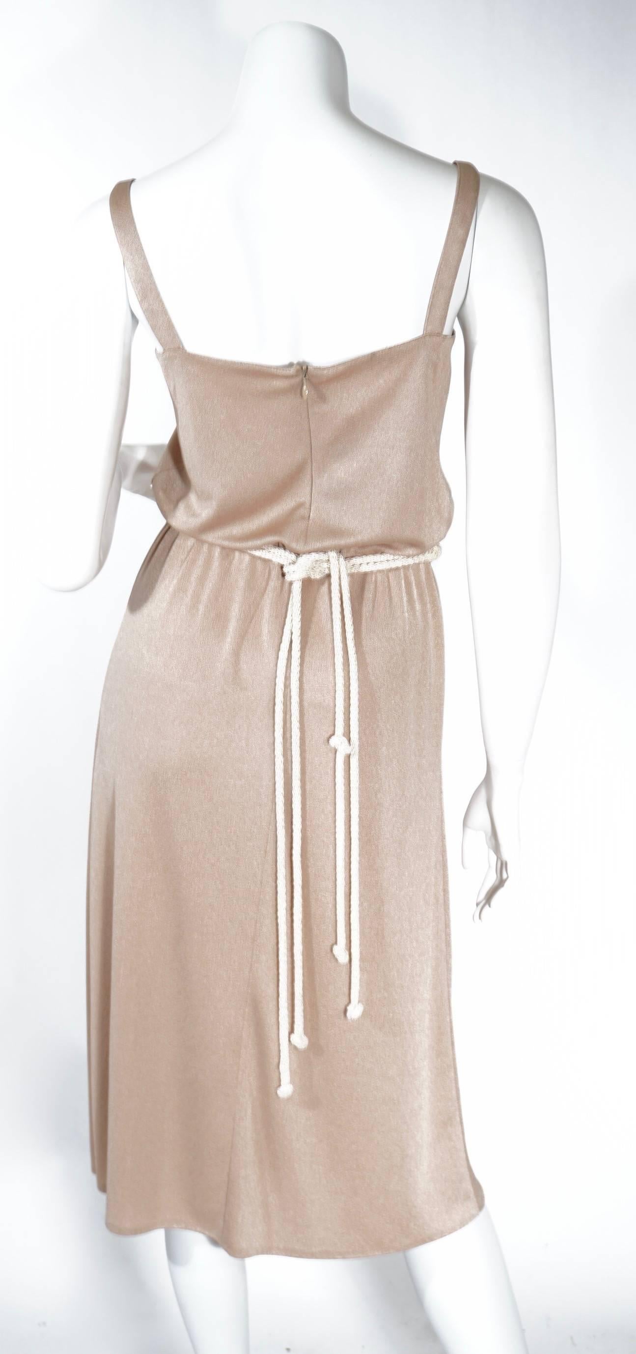 Beige 1970s Grecian Style Dress For Sale