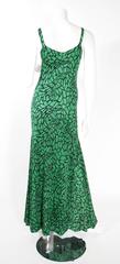 Diane Von Furstenberg Green Print Maxi Gown With Matching L/S Shirt And Tie