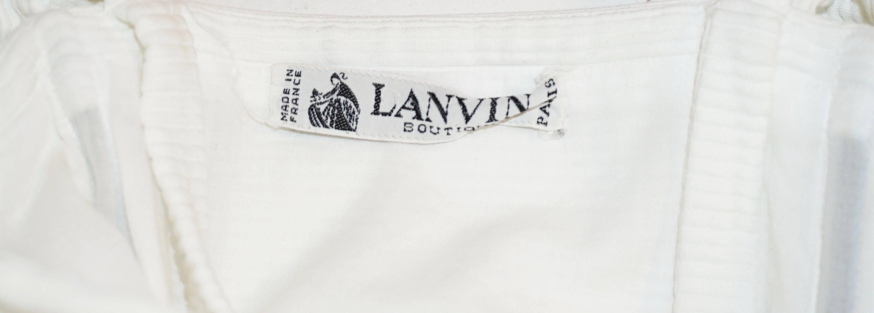Lanvin White Cotton Ribbed Dress In Excellent Condition In New York, NY