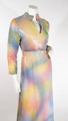70s Malcolm Starr Multi Colored Sequin Full Length Dress
