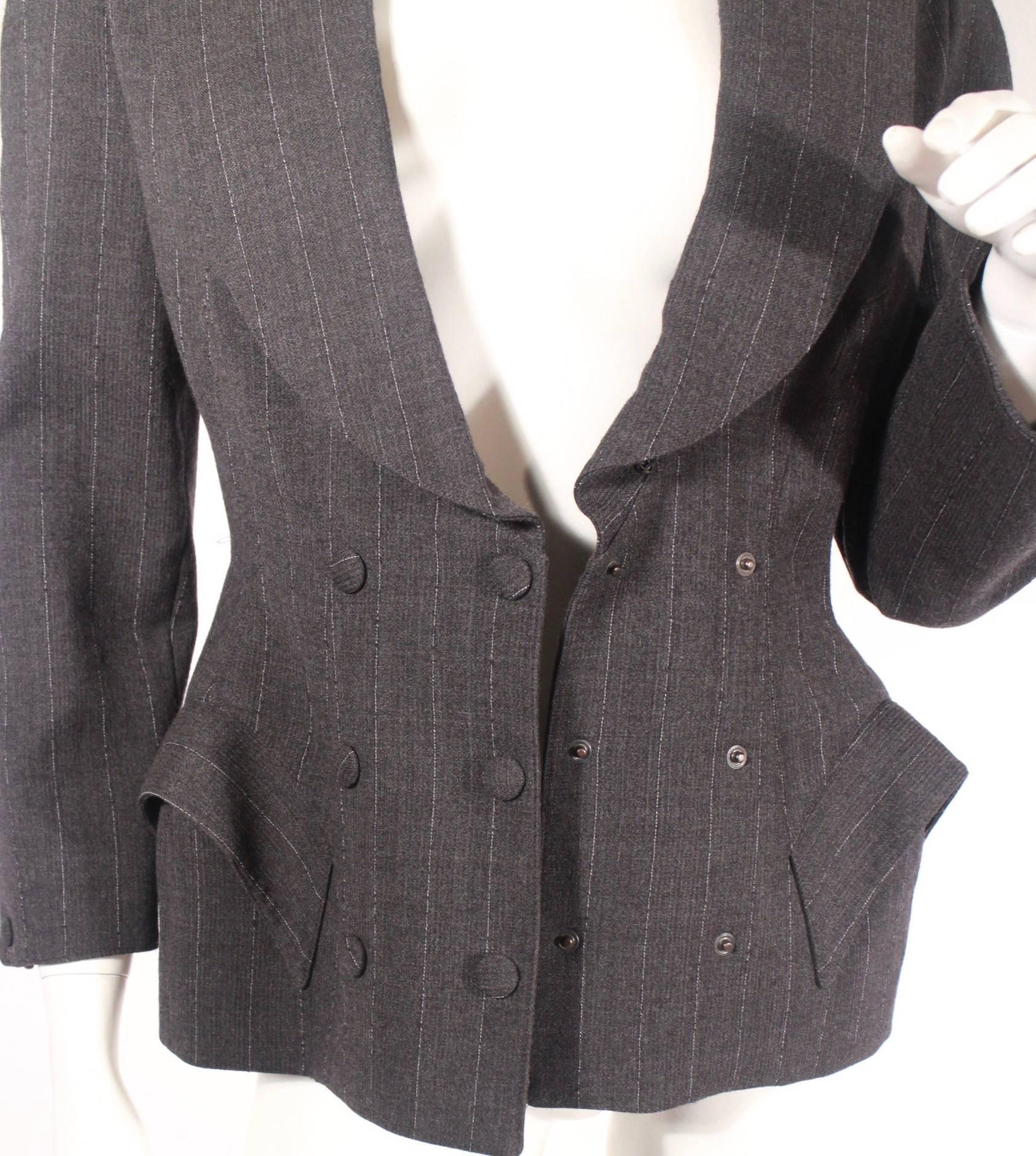80s Mugler Double Breasted Skirt Suit In Excellent Condition For Sale In New York, NY
