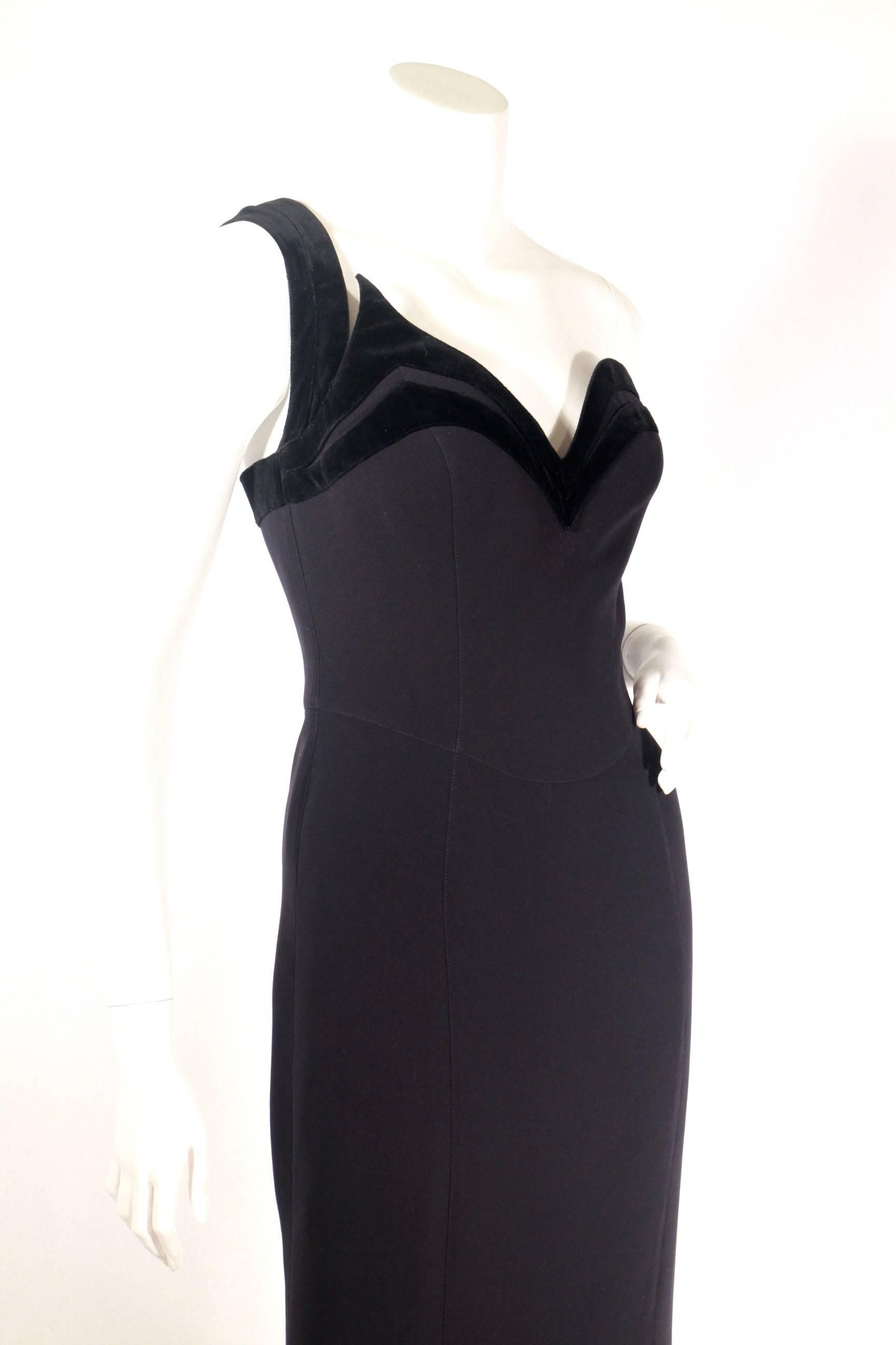 Black Thierry Mugler One Shoulder Gown