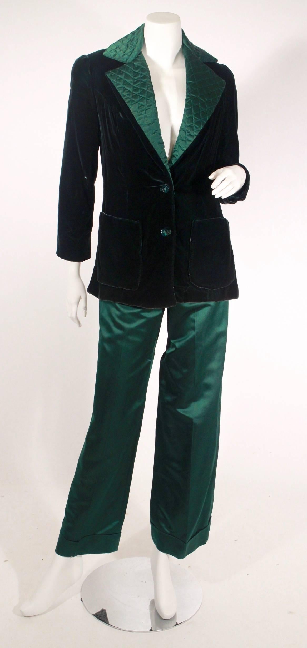 emerald green pants suit