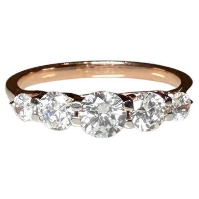 925 Sterling Silver Moissanite 5 Stone Ring Beautiful Anniversary Gift For Her For Sale