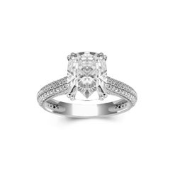 925 Sterling Silver Emerald Cut Moissanite Ring Beautiful Gift For Anniversary