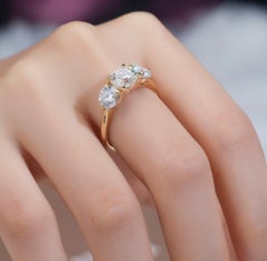 Elegant Moissanite Ring 925 Sterling Silver Three Stone Moissanite Ring For Her.