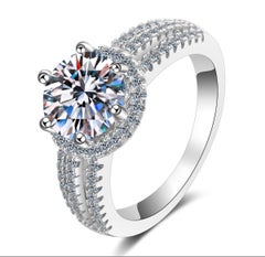 925 Sterling Silver Solitaire Stone Ring For Women Elegant Moissanite Ring .