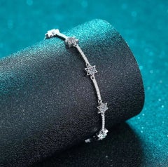 Pulsera de plata de ley 925 con diseño de estrella, pulsera minimalista con moissanita.