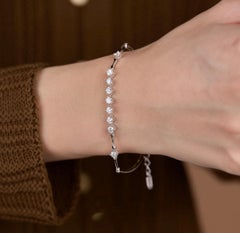 Pulsera de plata de ley 925 con moissanita redonda Pulsera de plata de ley 925