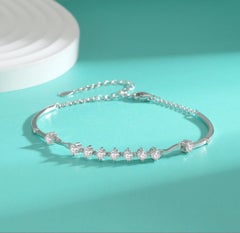 Pulsera de plata de ley 925 con moissanita redonda Pulsera de plata de ley 925