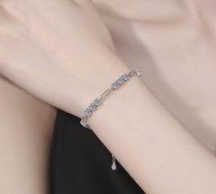 925 Sterling Silver Silver Link Bracelet For Women Simple Moissanite Bracelet.