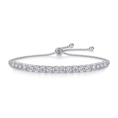Simple Moissanite Adjustable Bracelet 925 Sterling Silver Tennis Chain Bracelet.