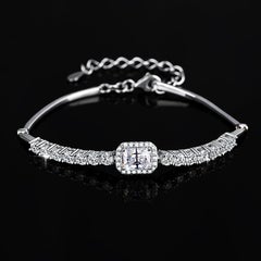 925 Sterling Silver Geometric Designed Bracelet For Women Moissanite Bracelet.