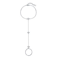 925 Sterling Silver Hand Bracelet Minimalist Moissanite Chain Bracelet For Her.