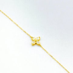 925 Sterling Silver Four Leaf Shaped Bracelet Minimalist Moissanite Bracelet.