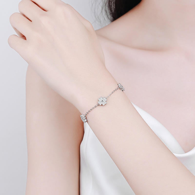 925 Sterling Silver Bracelet Anniversary Gift For Her Simple Moissanite Bracelet For Sale