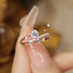 925 Sterling Silver Unique Design Ring Beautiful Moissanite Engagement Ring.