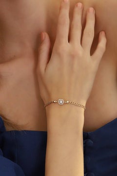 Elegant Moissanite Square Shape Bracelet 925 Sterling Silver Chain Bracelet Gift