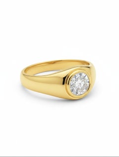 Anello di fidanzamento con 1 carato di diamante rotondo placcato in oro 18 carati, con base in argento sterling 925.