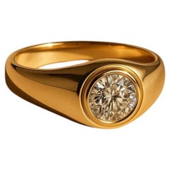 Anello di fidanzamento con 1 carato di diamante rotondo placcato in oro 18 carati, con base in argento sterling 925.