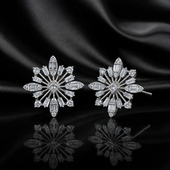 925 Sterling Silver Moissanite Stud Earrings Floral Starburst Beautiful Gift