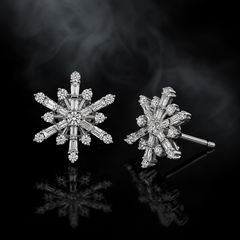 925 Sterling Silver Moissanite Stud Earrings Floral Starburst Beautiful Gift