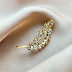 925 Sterling Silver Moissanite Leaf Brooch Beautiful Gift For Wedding
