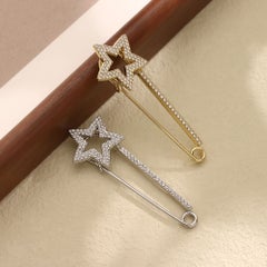 925 Sterling Silver Moissanite Star Pin Brooch Beautiful Gift For Wedding