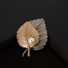 925 Sterling Silver Leaf Pearl Brooch Beautiful Gift For Wedding
