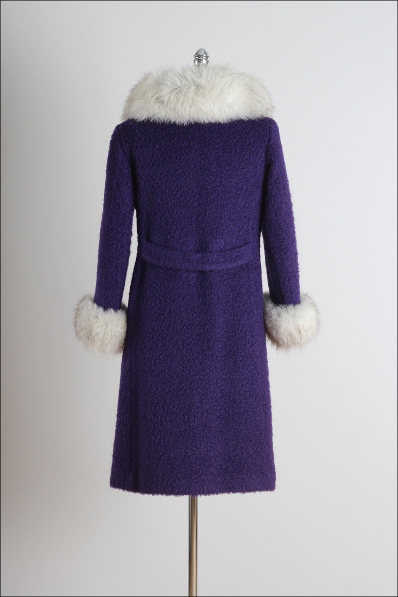 Vintage 1960's Purple Wool Fox Trim Coat 1