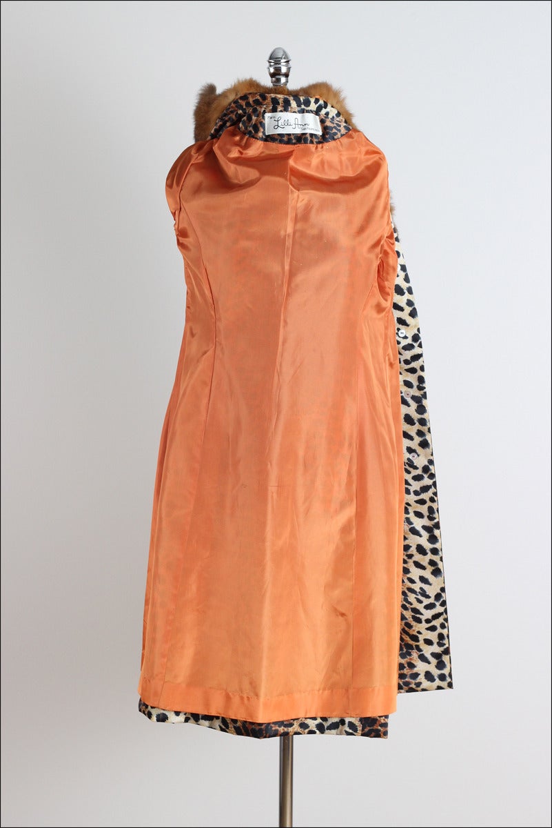 Lilli Ann Vintage 1960's Leopard Print Fur Trim Coat 2