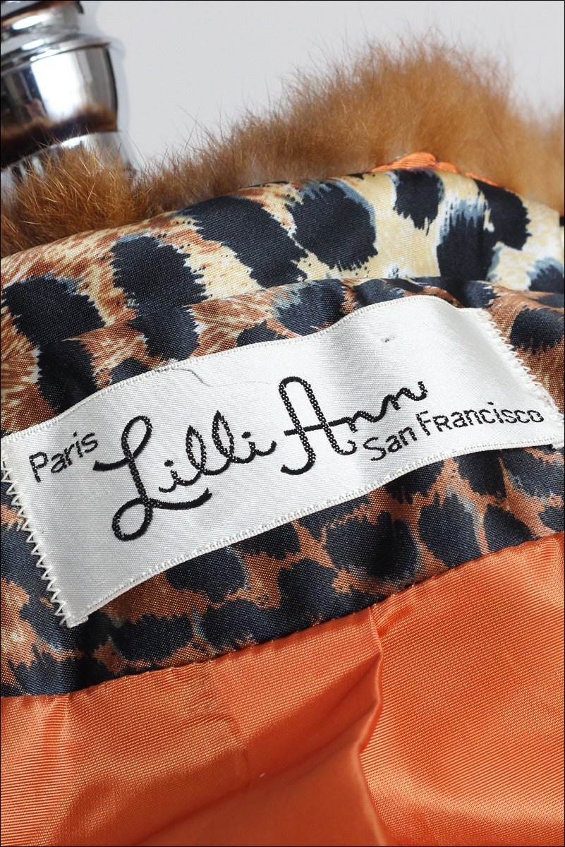 Lilli Ann Vintage 1960's Leopard Print Fur Trim Coat 3