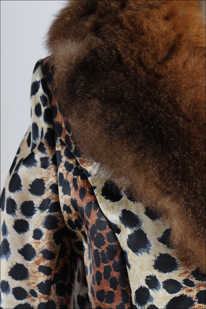 Lilli Ann Vintage 1960's Leopard Print Fur Trim Coat In Excellent Condition In Hudson on the Saint Croix, WI