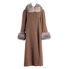 Retro 1980's Camel Hair Fox Fur Deadstock Coat