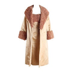 Vintage 1950's Ruffled Gold Dress and Jacket