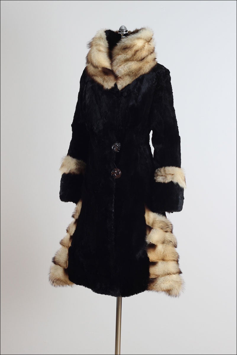 Vintage 1920's Sheared Beaver and Fitch Fur Coat In Excellent Condition In Hudson on the Saint Croix, WI