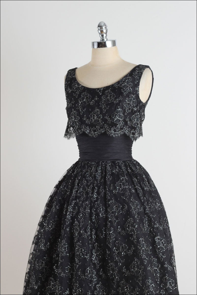 Women's Vintage 1950's Suzy Perette Metallic Lace Dress