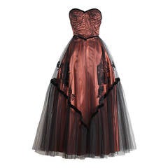 1950's Dorothy O'Hara Copper Lace Dress