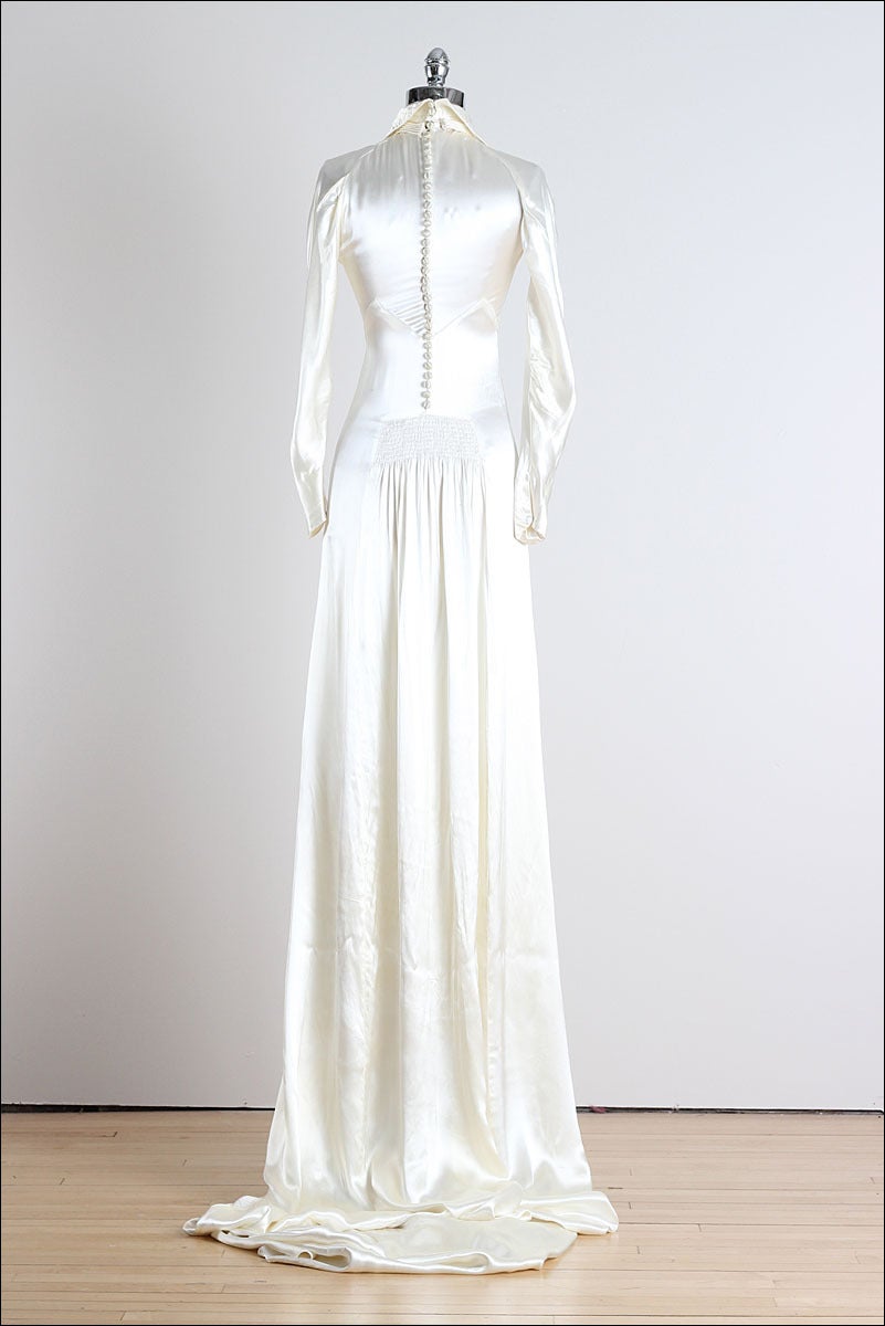 1930's Silk Satin Bell Tassel Wedding Dress 2