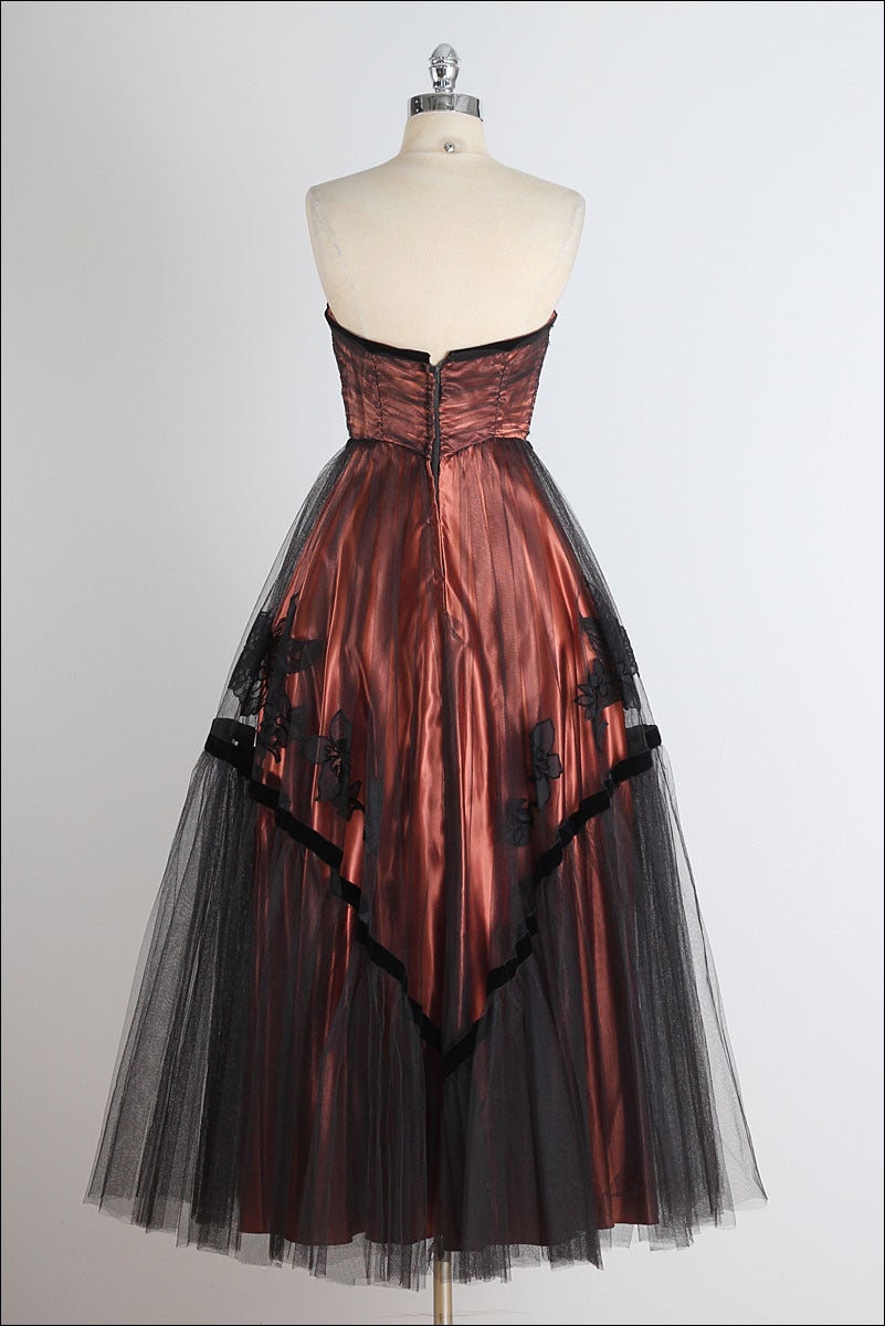 1950's Dorothy O'Hara Copper Lace Dress 2