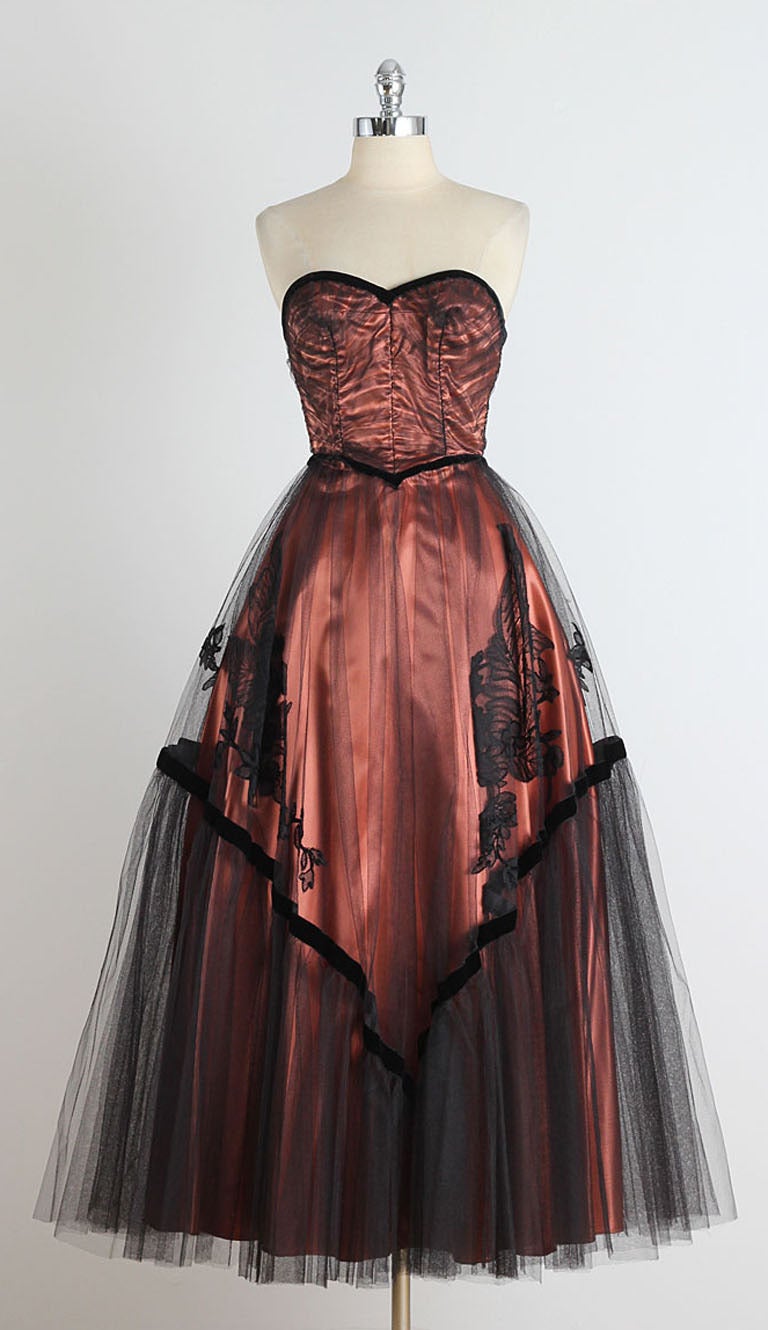 1950's Dorothy O'Hara Copper Lace Dress 4