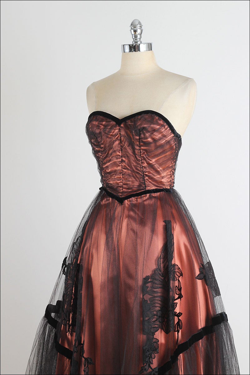 Women's 1950's Dorothy O'Hara Copper Lace Dress