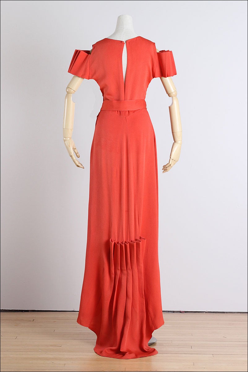 Vintage 1930's Burnt Sienna Rayon Crepe Dress 1