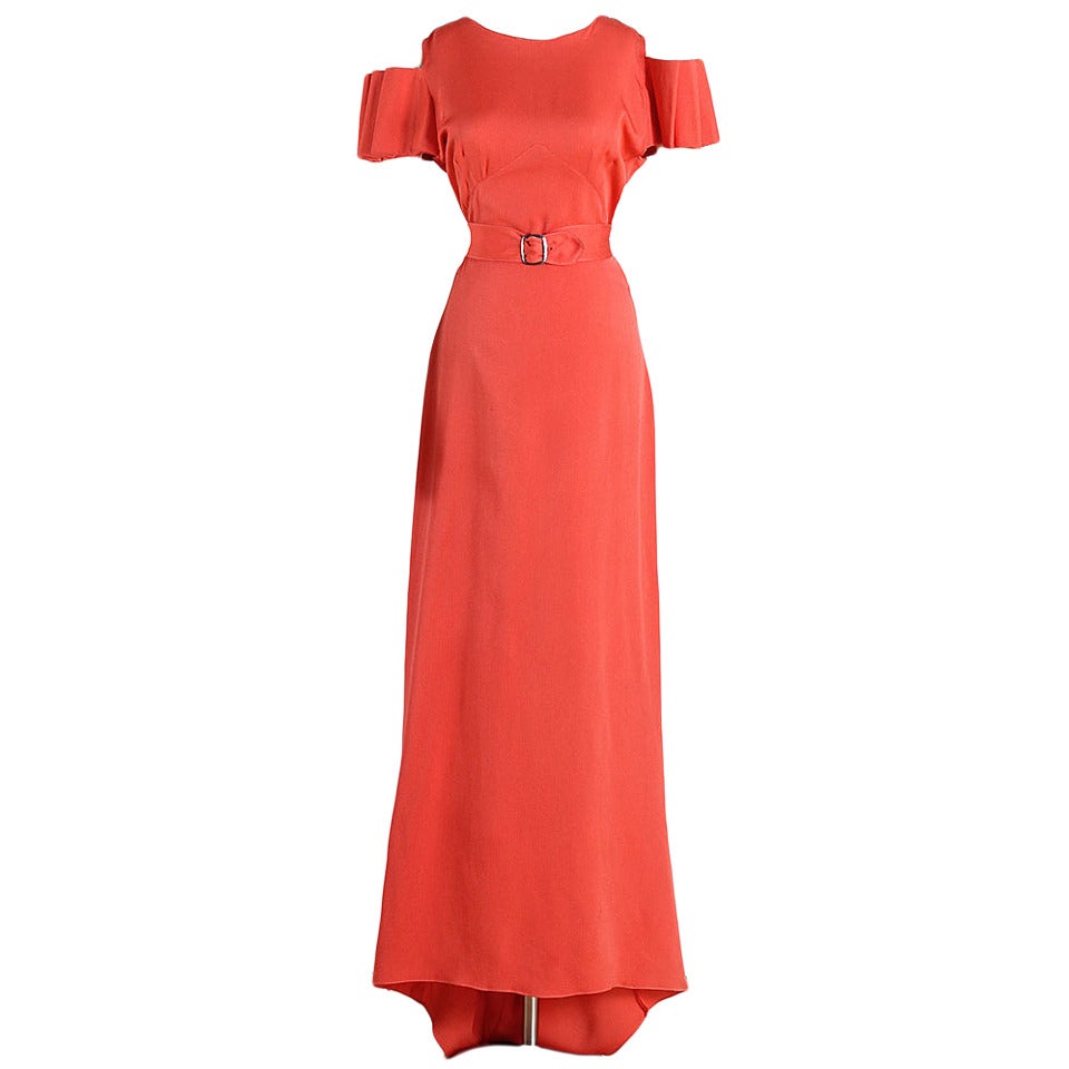 Vintage 1930's Burnt Sienna Rayon Crepe Dress