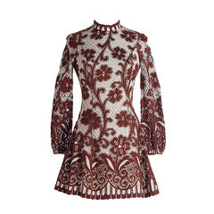 1960s Ceci Macrame Lace Cutwork Mini Dress