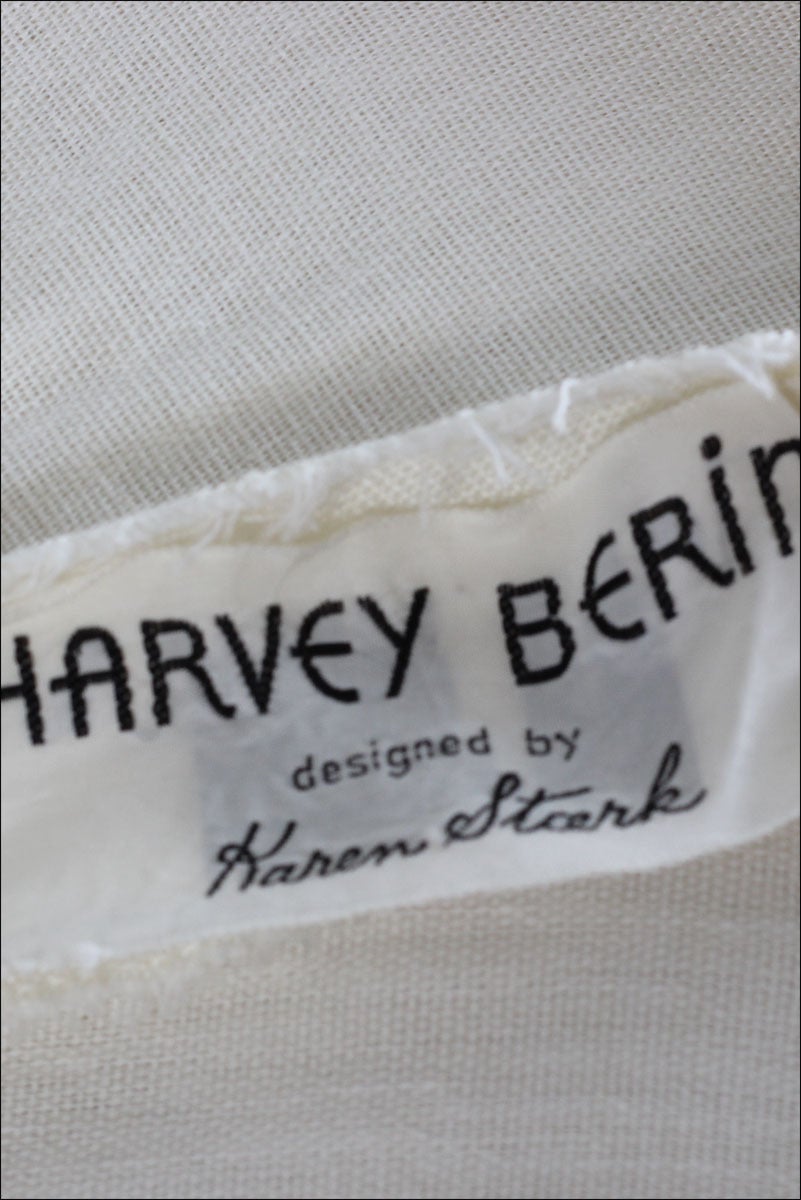 1950s Harvey Berin Linen Lace Strapless Dress For Sale 4